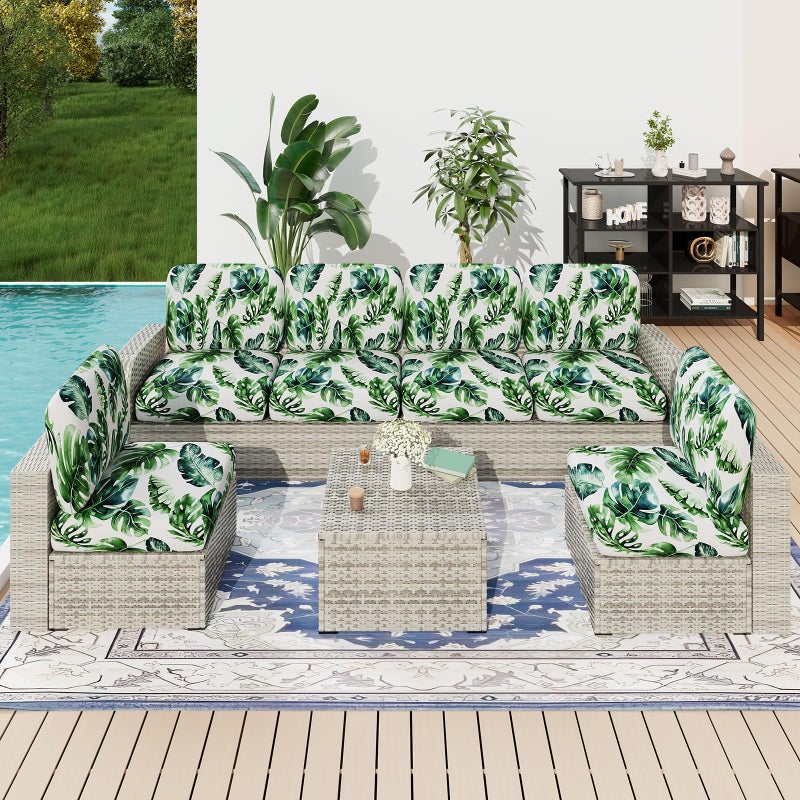 hyha Printed Couch Cushion Covers  Floral Sofa Covers Washable for 3 Cushion Couch  Stretch Pattern Outdoor Cushion Covers for Patio Furniture with Elastic Bottom(3 Packs  Monstera Deliciosa) - Image 2